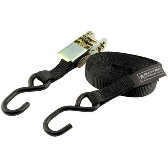 Allstar Performance ALL10180 Ratchet Tie Down - 1 in Wide - 8 ft Long - 1000 lb Capacity - Adjustable - Black - Each