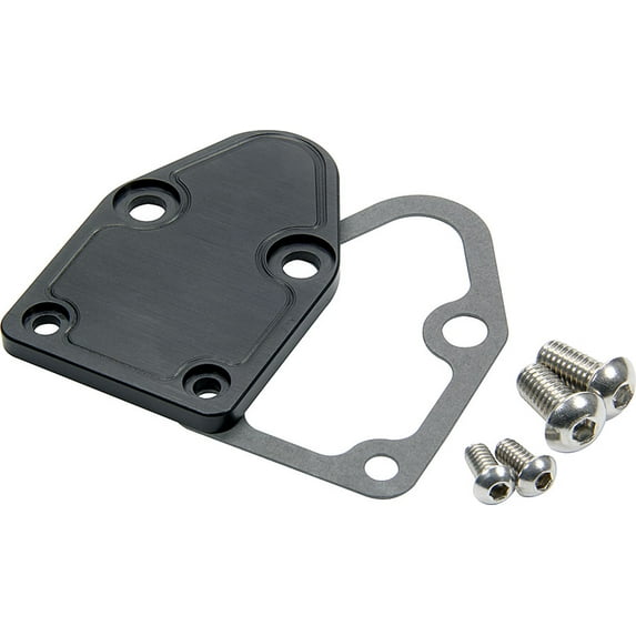 Allstar Fuel Pump Blockoff - Aluminum - Black Anodize - Small Block Chevy - Each