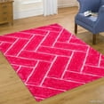 thumbnail image 1 of Allstar Pink Shaggy Area Rug with 3D Design with Lines. Contemporary Formal Casual Tween Hand Tufted (5' x 7'), 1 of 6