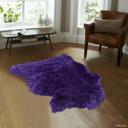 Allstar Purple Rug, High Quality Faux Sheep / Polar Bear Shape, No-Shedding, Ultra-Extended Pile Height Shag (2' 11" x 3' 11")