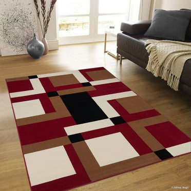 Allstar Red Area Rug. Contemporary. Abstract. Traditional. Geometric. Formal. Shapes. Squares.
