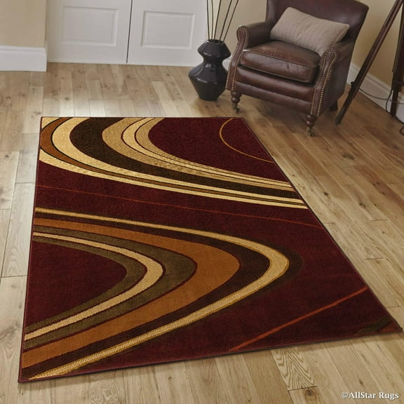 Allstar Red Modern Contemporary Area Rug (5' 2" x 7' 2")