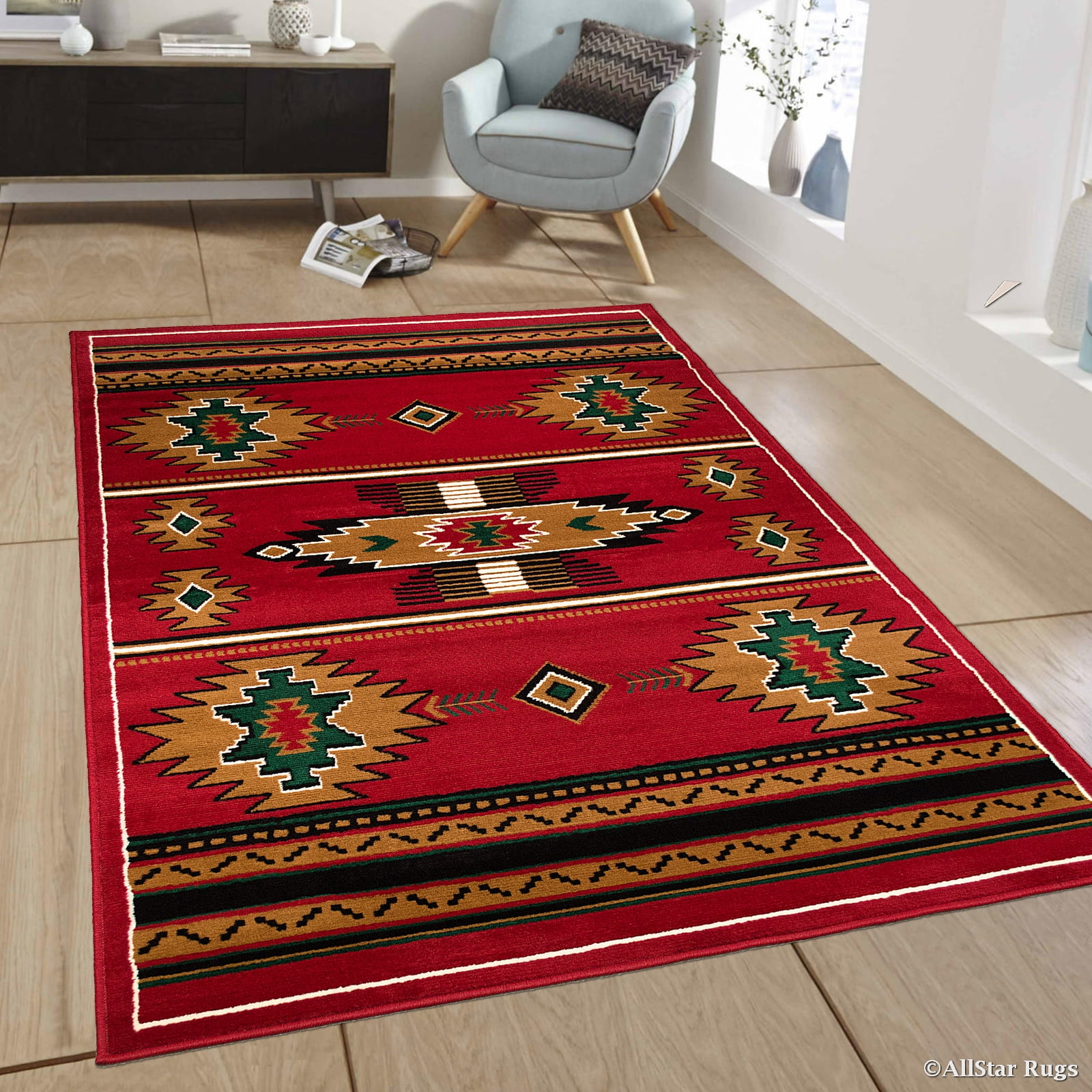 Allstar Red Woven High Quality Rug. Traditional. Persian. Flower