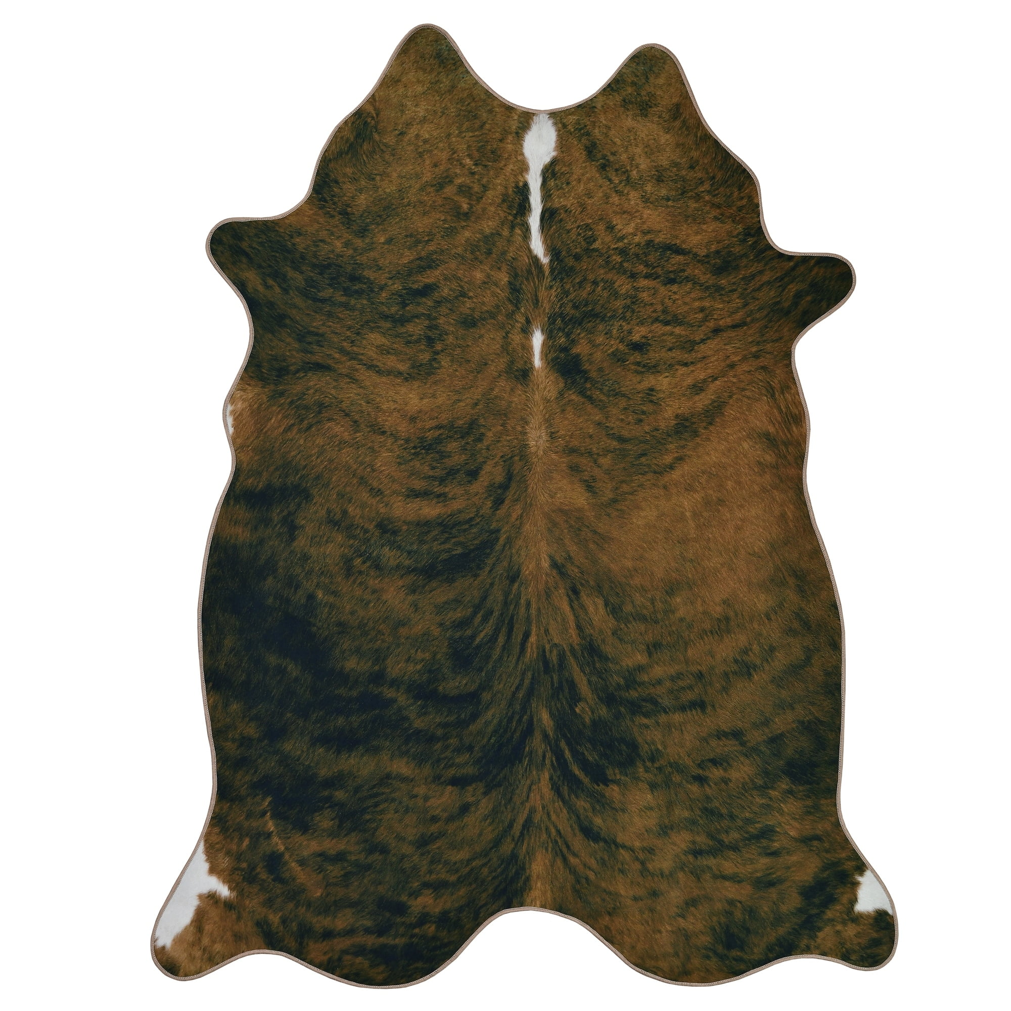 Animal Print Brown and Black Synthetic Area Rug 5' x 7'