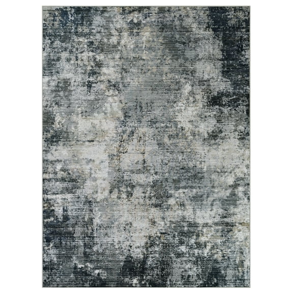 Allstar Rugs 5' 0" x 6' 11" Gainsboro Grey Modern Abstract Themed Polyester Area Rug with a Grey Weathered Texture Design and Charcoal Grey Accents. Machine-Made in China.