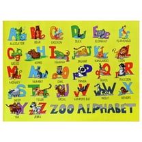 Allstar Rugs 5' 0" x 6' 11" Yellow Kids Educational Themed Polyester Area Rug with a Multicolor Alphabet Zoo Design Machine-Made in China.