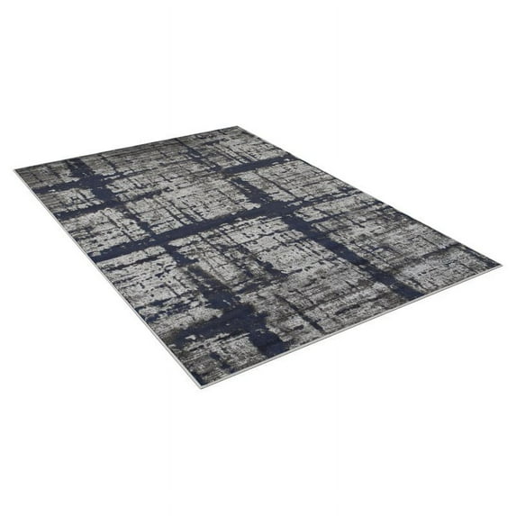 Allstar Rugs 5'x7' Rectangle Abstract Intersecting Line Rug Gray/Midnight Blue