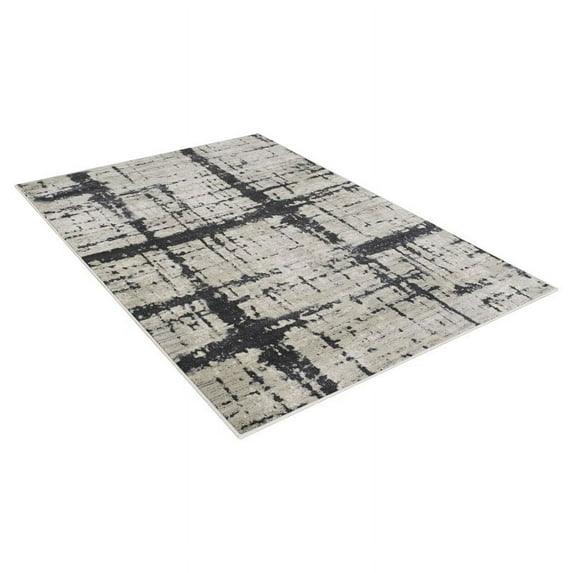 Allstar Rugs 5'x7' Rectangle Abstract Intersecting Line Rug Ivory/Gray