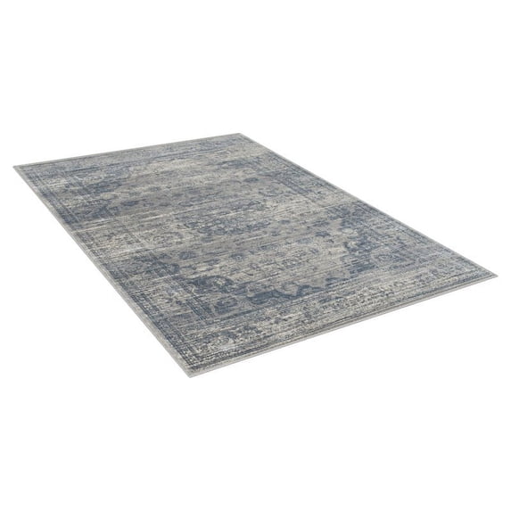 Allstar Rugs 5'x7' Rectangle Persian Tabriz Cotton Rug in Gray/Steel Blue