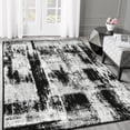 thumbnail image 1 of Allstar Rugs 7' 10" x 10' 0" White Modern Abstract Themed Polypropylene Area Rug with a Black Weathered Texture Design and Grey Accents. Machine-Made in Turkey., 1 of 8