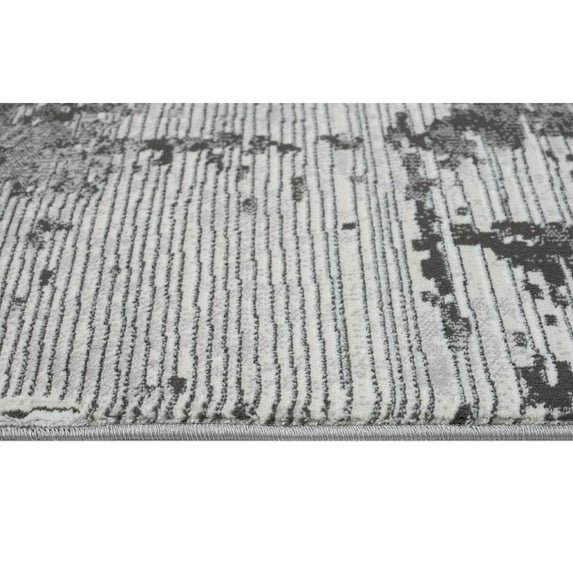 Allstar Rugs Abstract Themed Polyester Area Rug 2' 4" x 10' 10"/2' 4" x 10' 10" Runner - Steel