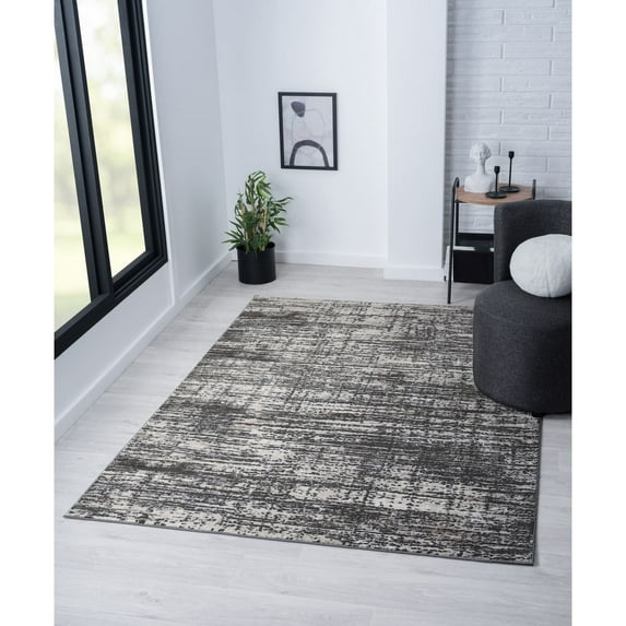 Allstar Rugs Abstract Themed Polyester Area Rug 5' 1" x 6' 11" - Mocha