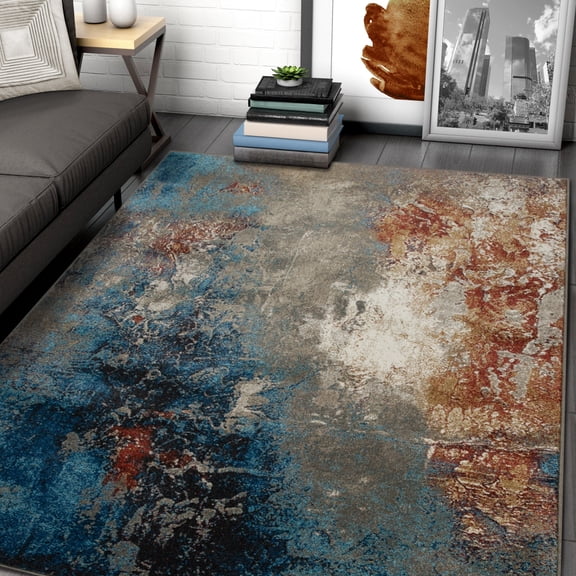 Allstar Rugs  Abstract Themed Polypropylene Area Rug 5' 0" x 6' 11" - Multicolor