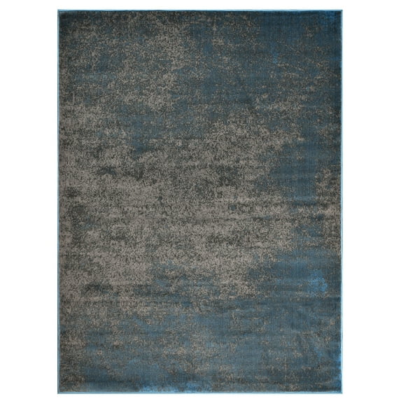 Allstar Rugs Abstract Themed Polypropylene Area Rug 7' 10" x 10' 0" - Denim