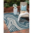 thumbnail image 1 of Allstar Rugs  Abstract Themed Polypropylene Outdoor Rug 5' 0" x 6' 11" - Aqua, 1 of 5
