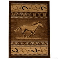 Allstar Rugs Allstar Berber Woven Soft Southwest Horse Shoe Theme Rug 5' 2"x7' 1" 5' x 8'