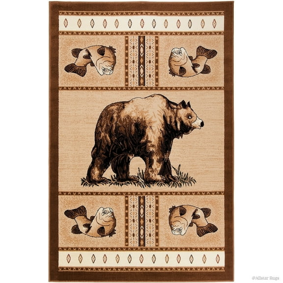 Allstar Rugs Allstar Berber Woven Soft Traditional Southwest Bear Theme Rug 5' 2"x7' 1" 5' x 8' Cabin & Lodge, Traditional