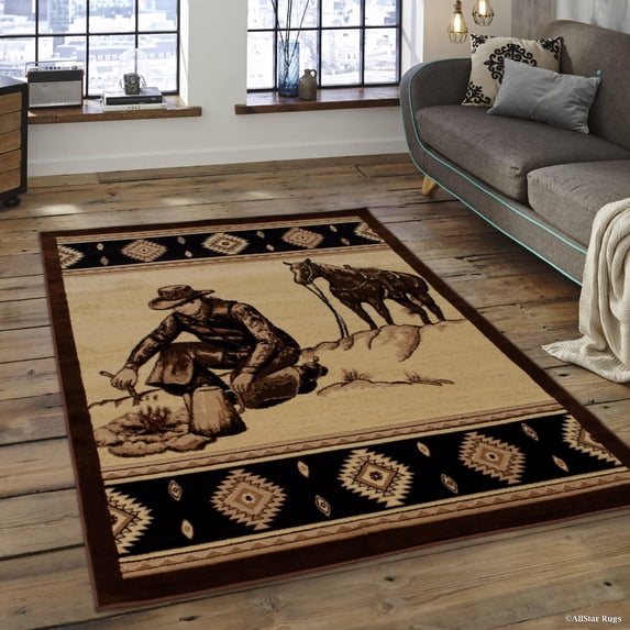 Allstar Rugs Allstar Berber Woven Soft Traditional Southwest Camp Theme Rug 7' 1" x 5' 2" 5' x 8'