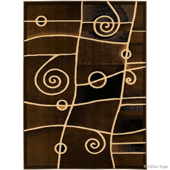 Allstar Rugs Allstar Combo Modern and Chic Swirl Design Rug Chocolate 7' 9"x10' 2" 8' x 10'