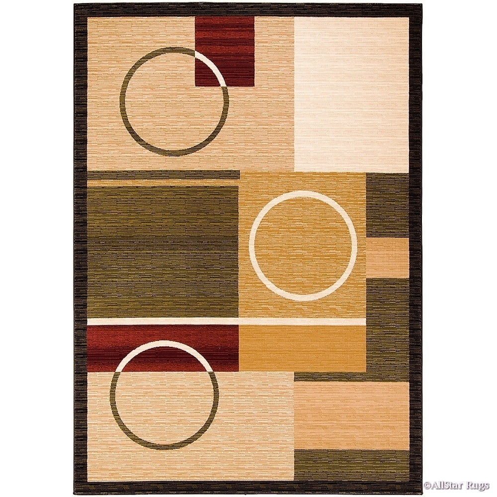 Handmade Geometric Black and Beige Synthetic Rectangular Rug