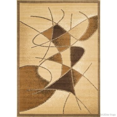 Allstar Rugs Allstar Distressed Modern Swirl Design Rug Beige 5' 2"x7' 1" 5' x 8'