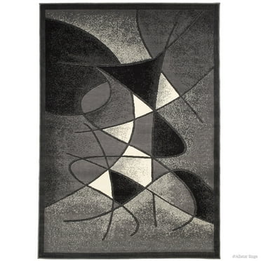 Allstar Rugs Allstar Distressed Modern Swirl Design Rug Gray 5' 2"x7' 1" 5' x 8'