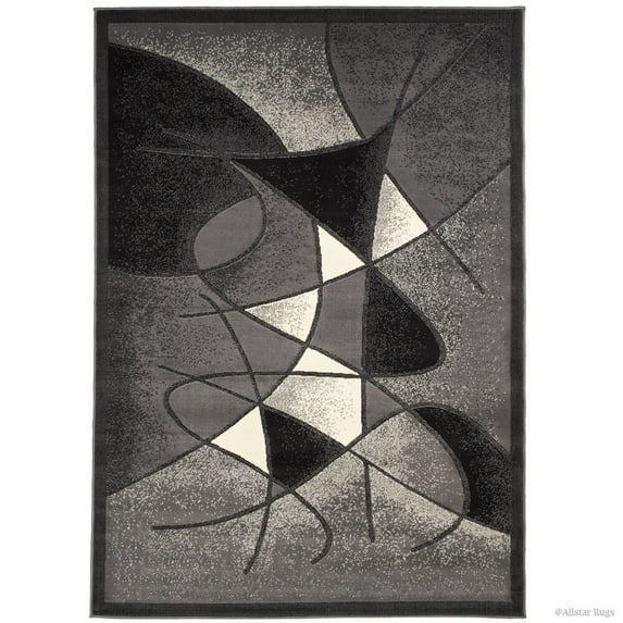 Allstar Rugs Allstar Distressed Modern Swirl Design Rug Gray 7' 9"x10' 2" 8' x 10'