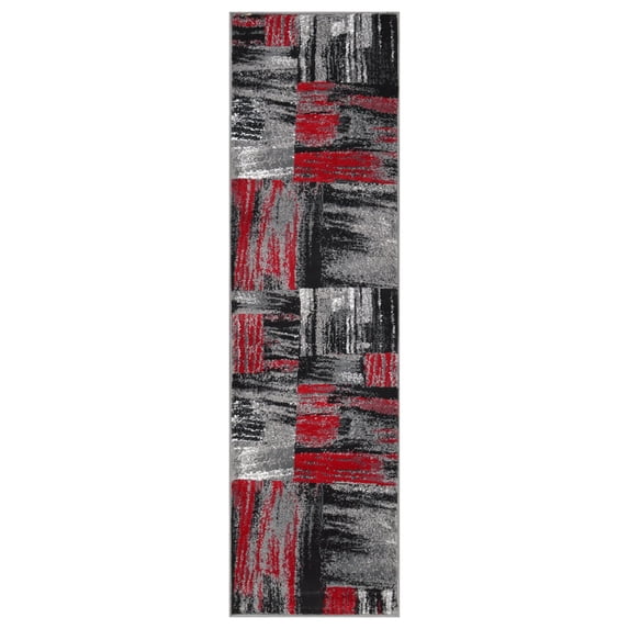 Allstar Rugs High Quality Red 2x7 Modern Abstract Quad-Directional Weathered Texture Runner (2' 0" x 6' 11")