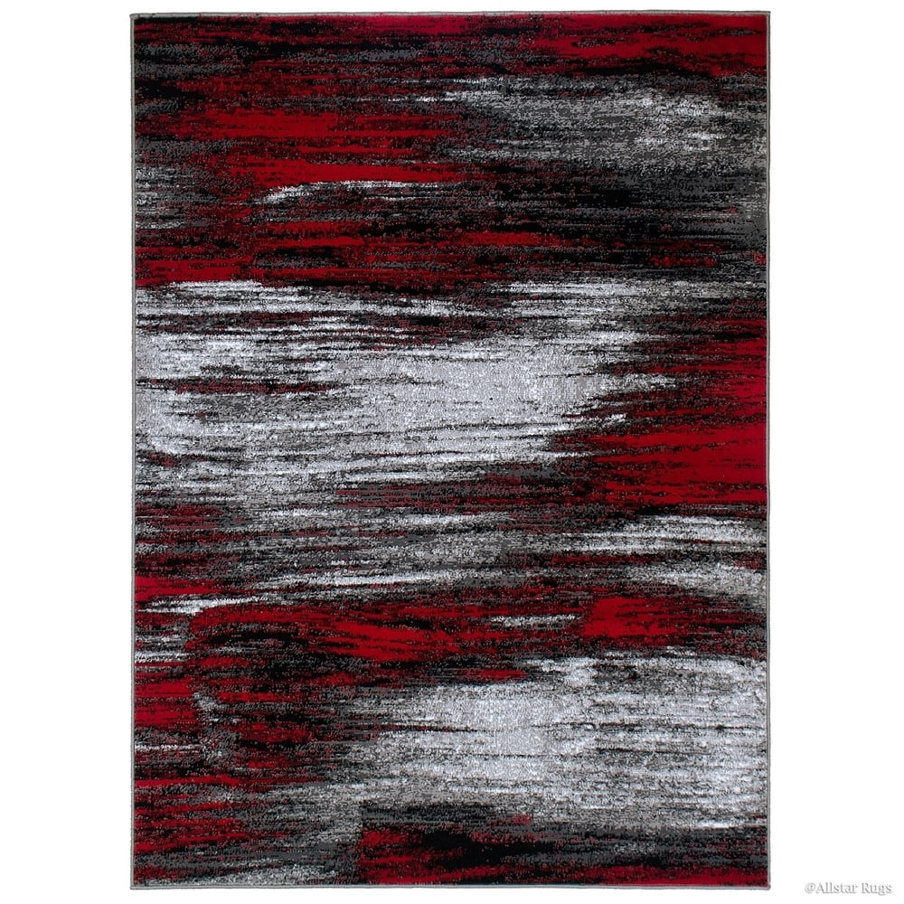 Allstar Rugs Allstar Exclusive Modern Brush Streak Pattern Area Rug Red ...