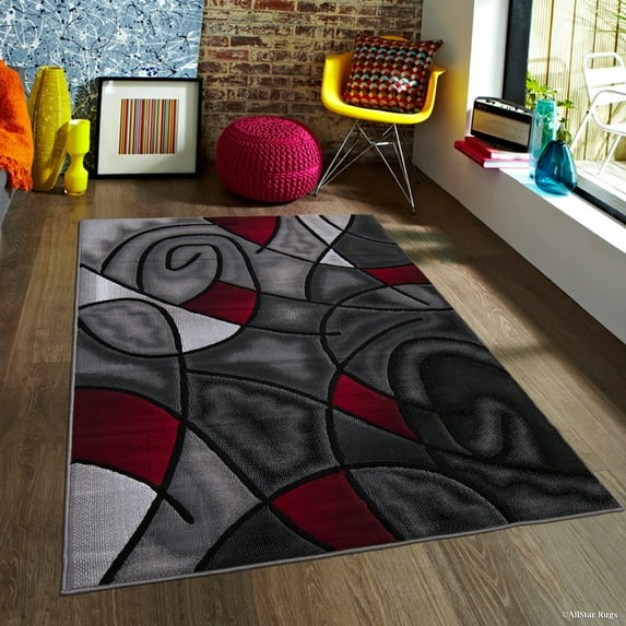 Allstar Rugs Allstar Exclusive Modern Linear Design Rug Red 4' 11"x6' 11" 5' x 8'