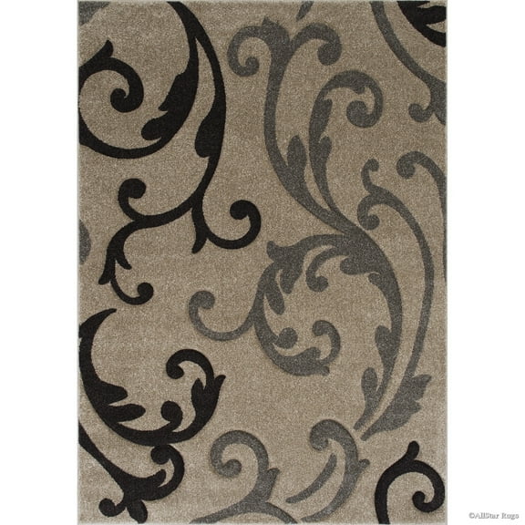 Allstar Rugs Allstar Floral Traditional Colorblock Design Rug Champagne 7' 1" x 5' 2" 5' x 8'