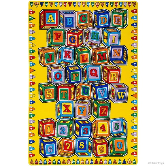 Allstar Rugs Allstar Kids Learn Alphabet Letters Numbers Cubes Rug 4' 11"x6' 10" 5' x 8' Kids & Tween