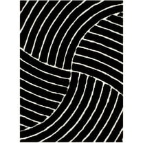 Allstar Rugs Allstar Modern 3D Formal Thick Striped Rug Black 4' 11"x6' 11" 5' x 8' Modern & Contemporary,Traditional
