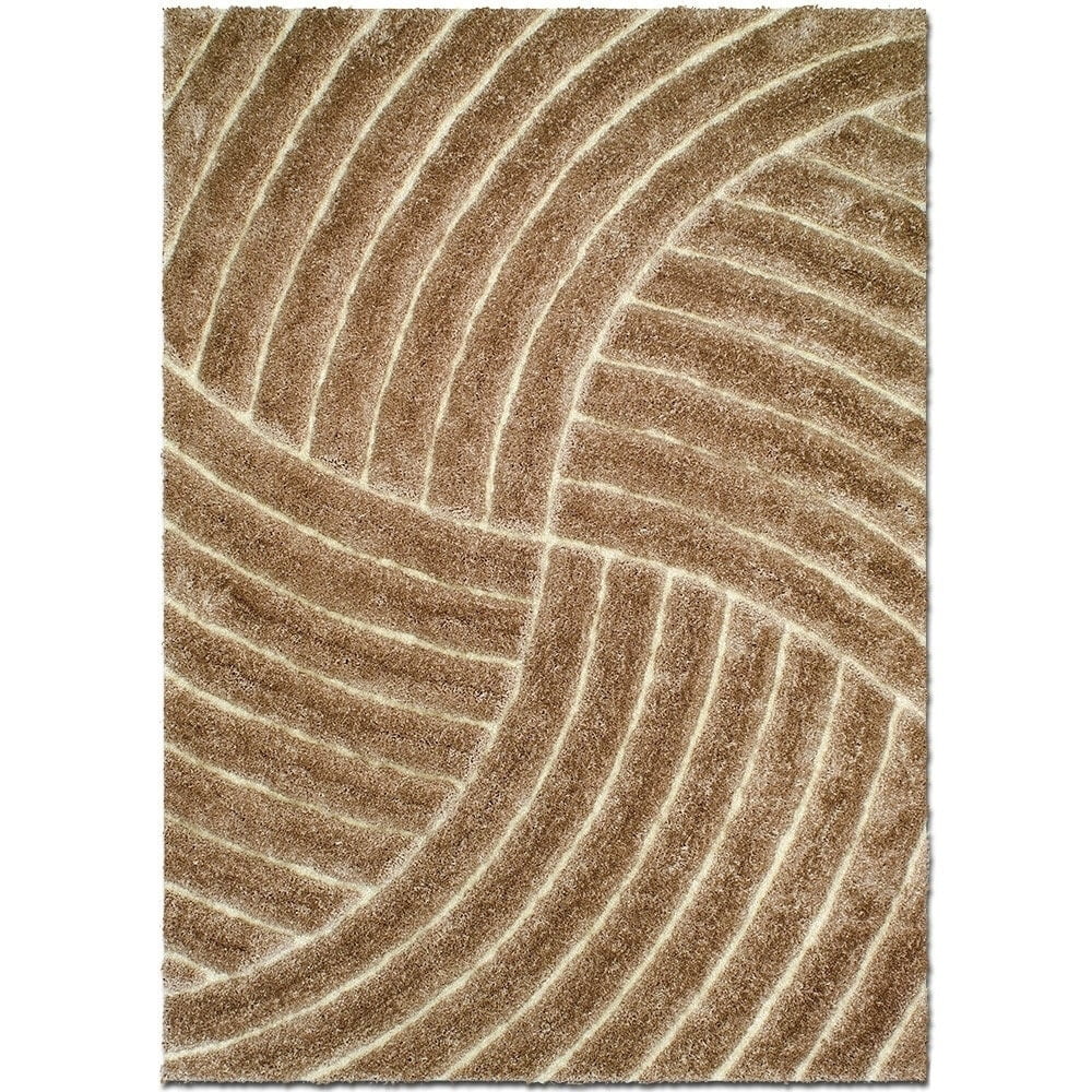 Allstar Rugs Allstar Modern 3D Formal Thick Striped Rug Champagne 4' 11 ...
