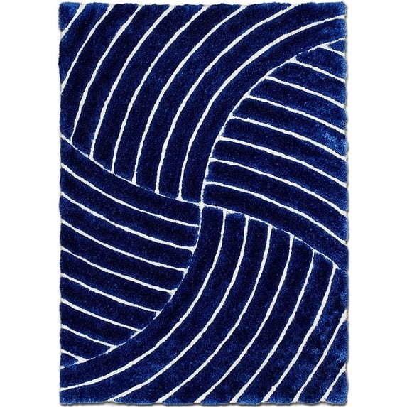 Allstar Rugs Allstar Modern 3D Formal Thick Striped Rug Cobalt 4' 11"x6' 11" 5' x 8' Modern & Contemporary