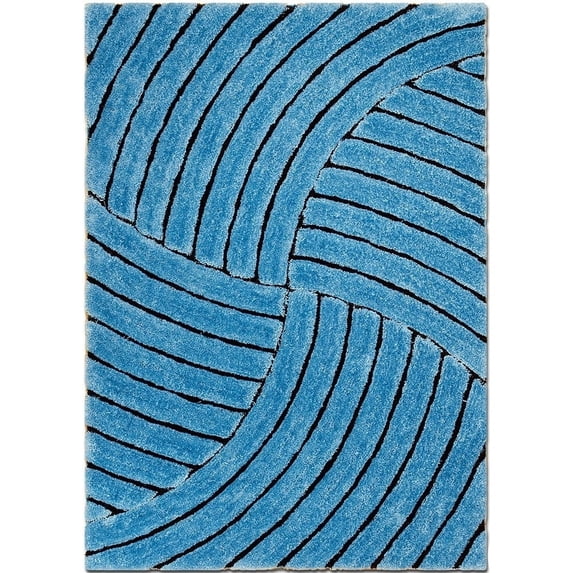 Allstar Rugs Allstar Modern 3D Formal Thick Striped Rug Sky Blue 7' 5"x10' 5" 8' x 10' Modern & Contemporary