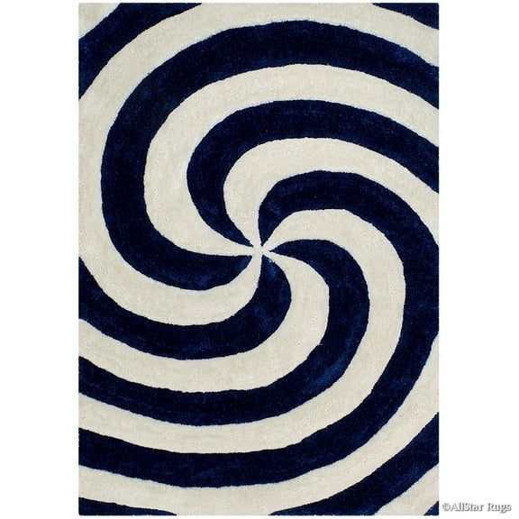 Allstar Rugs Allstar Modern 3D Swirl Design Rug Cobalt 4' 11"x6' 11" 5' x 8'