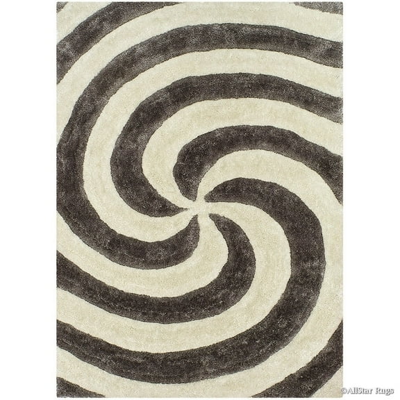 Allstar Rugs Allstar Modern 3D Swirl Design Rug Silver 4' 11"x6' 11" 5' x 8'