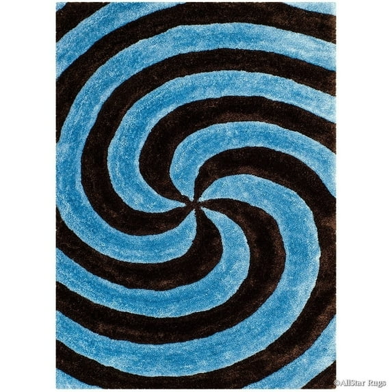 Allstar Rugs Allstar Modern 3D Swirl Design Rug Sky Blue 7' 5"x10' 5" 8' x 10'