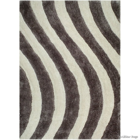Allstar Rugs Allstar Modern 3D Wavy Line Design Rug Silver 4' 11"x6' 11" 5' x 8'