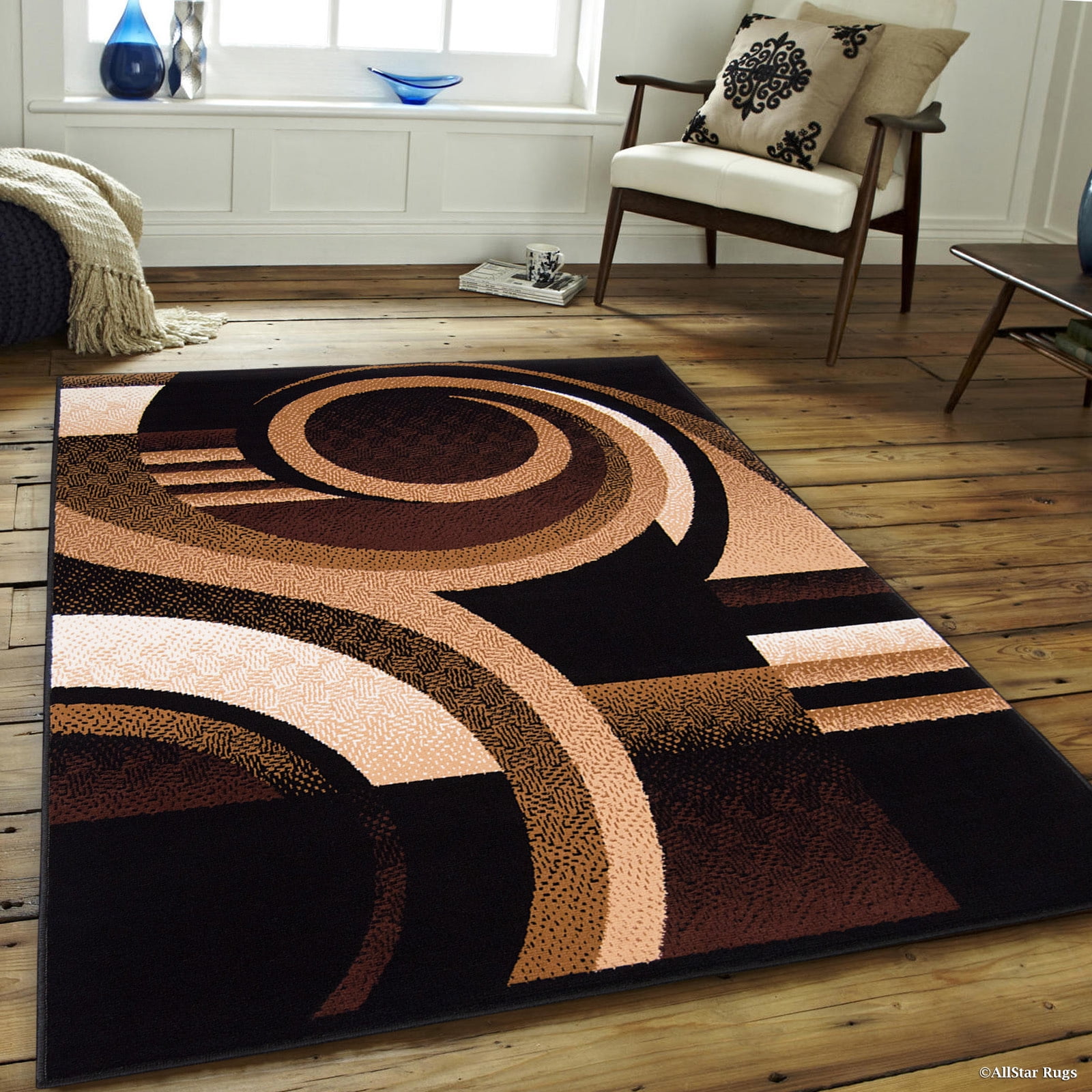 Allstar Rugs Allstar Modern Abstract Design Rug Black 5' 2