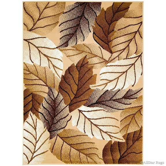 Allstar Rugs Allstar Modern Abstract Leaves Design Rug Beige 7' 0" x 5' 2" 5' x 8'
