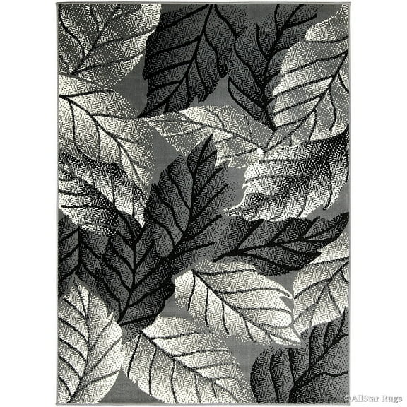 Allstar Rugs Allstar Modern Abstract Leaves Design Rug Gray 7' 0" x 5' 2" 5' x 8'