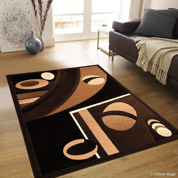 Allstar Rugs Allstar Modern Colorblock Design Rug Black 5' 2"x7' 1" 5' x 8'