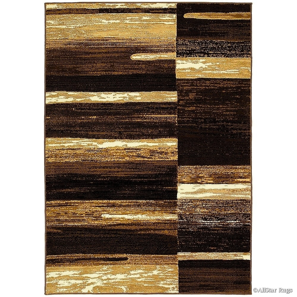 Chocolate and Beige Abstract Rectangular Rug 60" x 84"