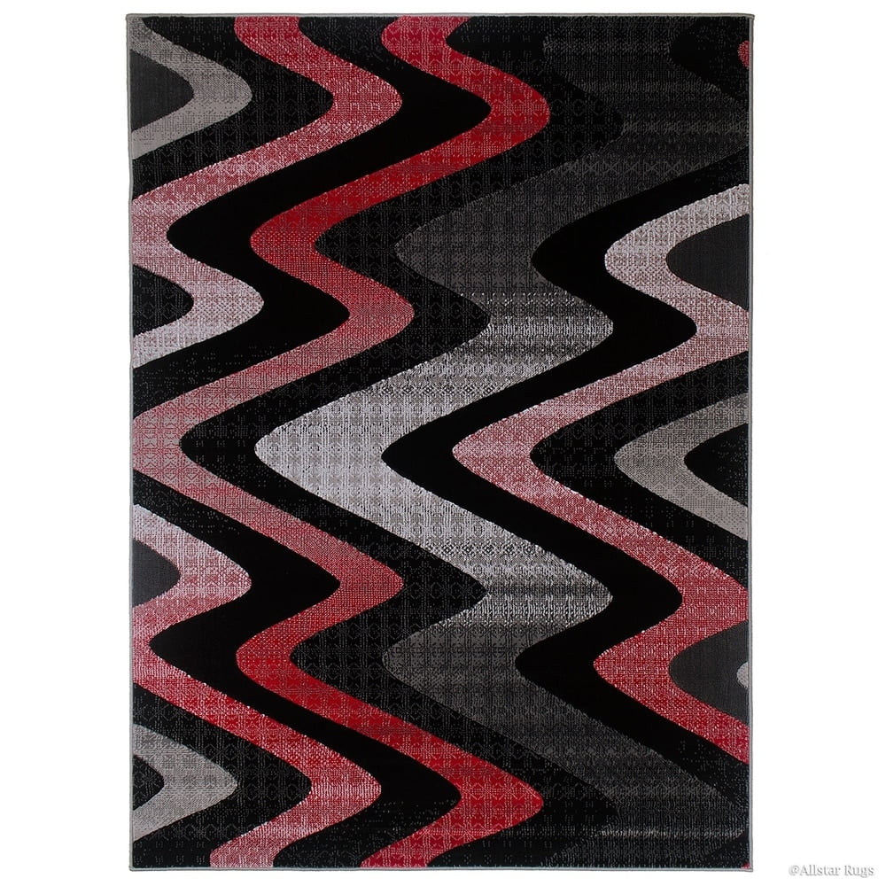 Allstar Rugs Allstar Modern Distressed Wavy Linear Design Rug Lava 4 ...