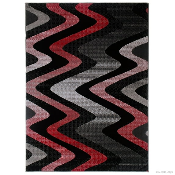 Allstar Rugs Allstar Modern Distressed Wavy Linear Design Rug Lava 4' 11"x6' 11" 5' x 8'