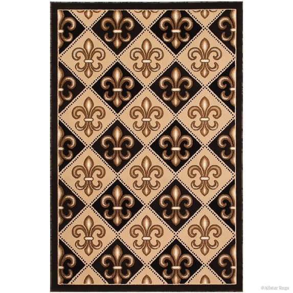 Allstar Rugs Allstar Modern Floral Fleur De Lis Design Rug 4' 11"x6' 11" 5' x 8'