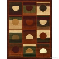 Allstar Rugs Allstar Modern Geometric Design Rug Maroon 7' 1" x 5' 2" Geometric,Border 5' x 8' Green