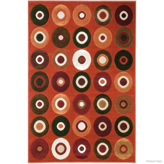 Allstar Rugs Allstar Modern Geometric Design Rug Rust 7' 1" x 5' 2" 5' x 8' Green